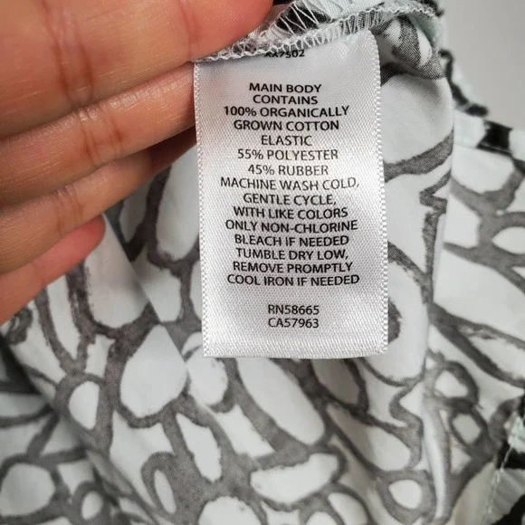 OPEN EDIT • Gray Abstract Print Organic Cotton Babydoll Top Sz M - Picture 7 of 9